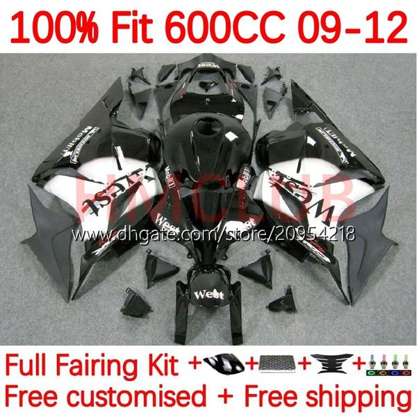 OEM-Karosserie für HONDA CBR600 CBR 600F5 600 RR CC F5 09-12 Karosserie 146No.4 CBR-600 CBR600RR 09 10 11 12 CBR 600RR 600CC 2009 2010 2011 2012 Einspritzverkleidungen Westschwarz