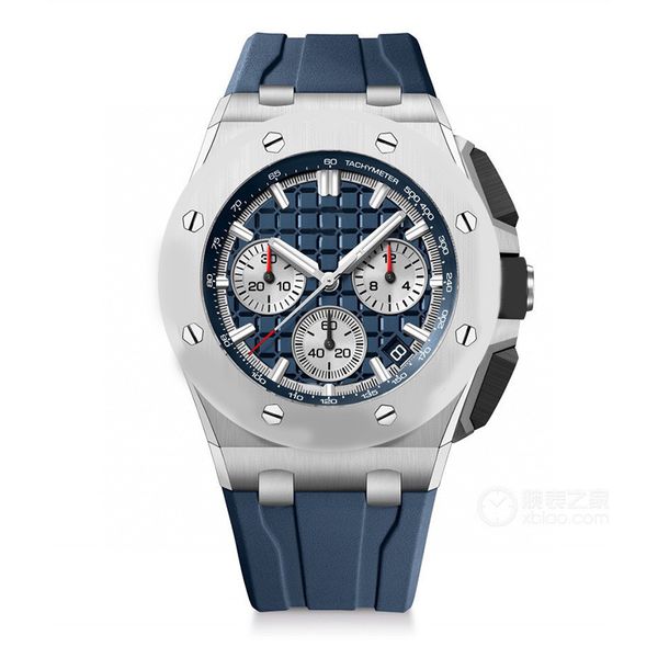 

luxury men's quartz mechanical watches 44mm ceramic dial stainless steel case rubber strap sapphire mechanical luminous waterproof wris, Slivery;brown