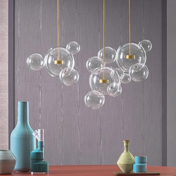 Pendelleuchten Nordic Art Deco Glasblasen Kronleuchter Beleuchtungskörper 90-260V Postmoderne Luminaria LED-Kronleuchter für Wohnzimmer Esszimmer Roo