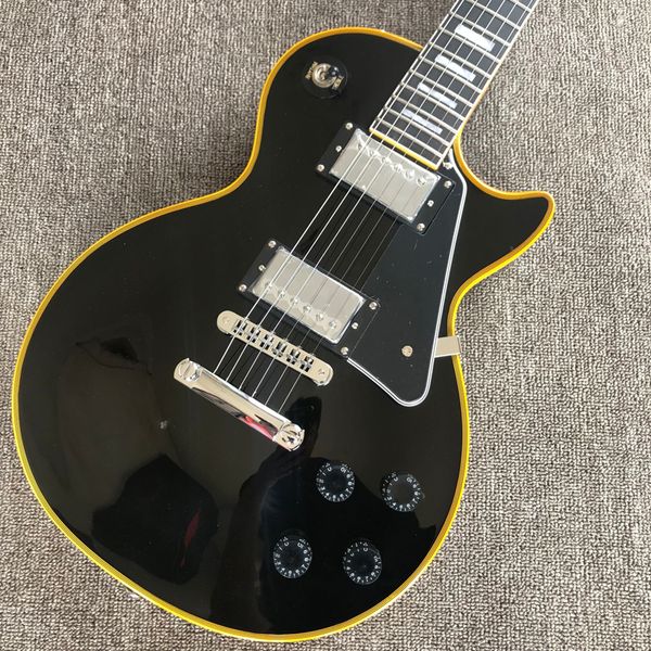 

black electric guitar ebony fingerboard upgrade tune-o-matic bridge guitar