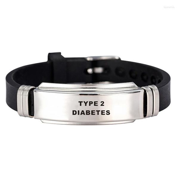 Charm-Armbänder Sport Silikon Alarm ID für Männer Frauen DIABETES schwere Krankheit Notfall erinnern Zubehör Stahl JewelryCharm Kent22