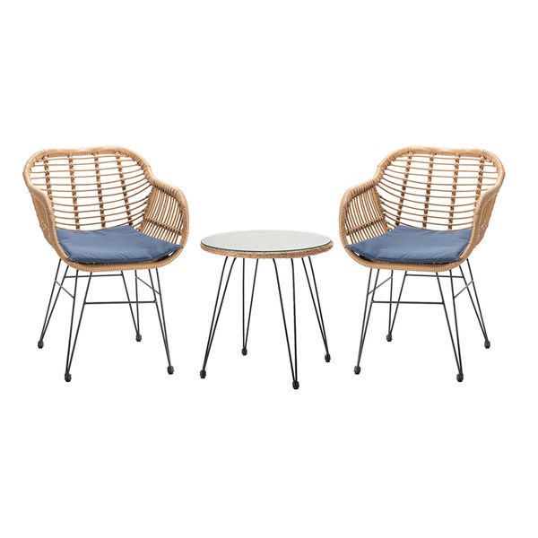 

liriope outdoor patio bistro set 3 piece rattan seating group with cushions