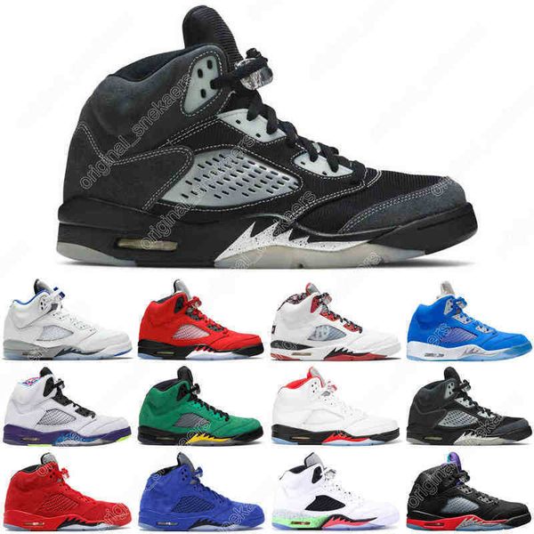 

2021 5 5s mens womens basketball shoes bluebird raging bull anthracite oregon ducks fire red pro star ice blue michigan men trainers sports, Black