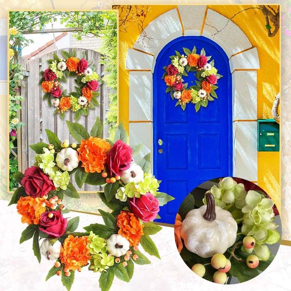 Flores decorativas grinaldas decoração de outono para porta Frente de Natal fresca ao vivo sinal de bem