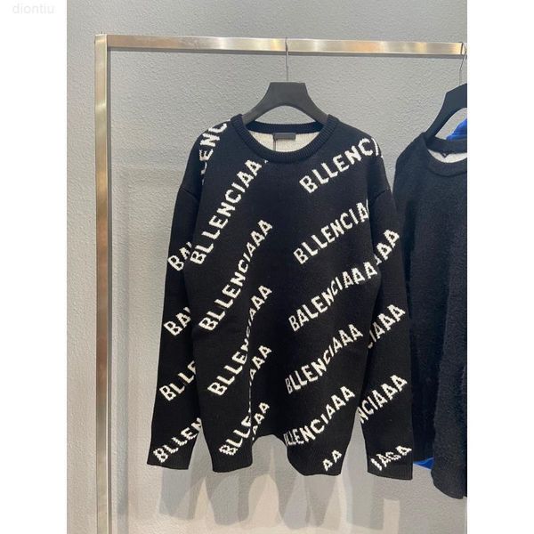 

correct version 21s autumn and winter new paris b family oblique letter bullet screen couple versatile knitted sweater men women, White;black