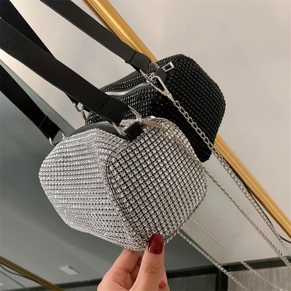 

crossbody bags for women shiny diamonds chain handbag female small shoulder bag lady casual messenger bag 220525