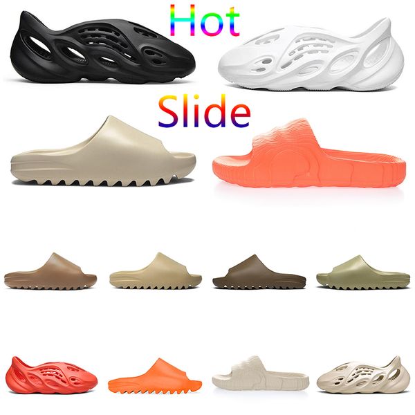 

slides sandals men foam runner slippers sneakers shoes black white bone core red orange resin summer resin flat men women designer beach fas