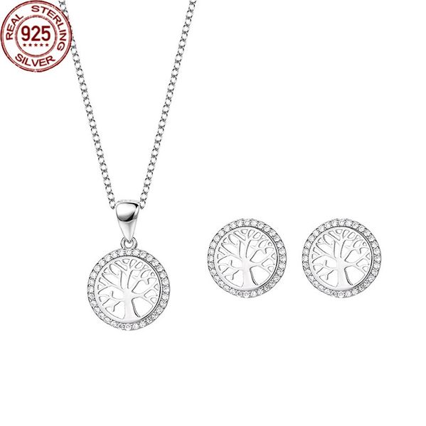 

popular export style peace tree of life pendant earrings s925 sterling silver two piece set & earrings & earrings & necklace female for girl