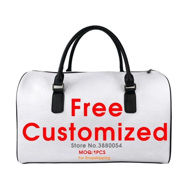 Duffel Çantalar 3D Özelleştirme Görüntü Kadın Çanta Seyahat PU Fermuar şeffaf erkek tote unisex lüks crossbody toptan dropship -duffel