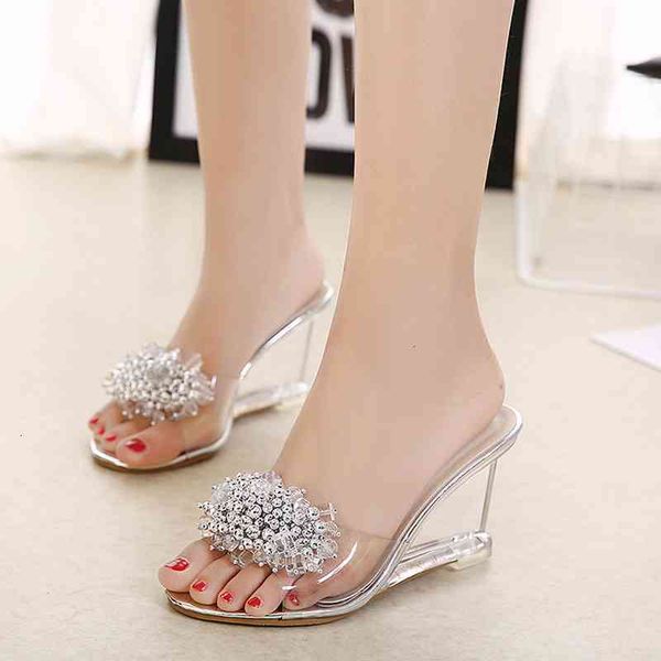 

high-heel slippers transparent sandals for women, high-glass transparent stilettos with pvc wire, fashionable shoes, , summer, 362 z2dc 904p, Black