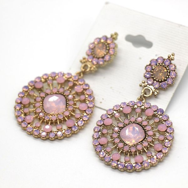 

charm creative original niche design alloy protein rhinestone earrings woman, Golden