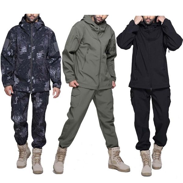 Giacche da escursionismo Abbigliamento Shell Giacca tattica Abiti da uomo Giacca a vento Volo Pilota Cappuccio Militare in pile Pantaloni da campo Abbigliamento militare 220516