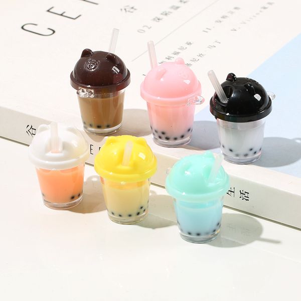 Ciondoli bottiglia di vetro Bubble Tea fai da te miniatura resina latte tè bevanda tazza ciondola ciondoli colorati per artigianato orecchino bracciale collana creazione di gioielli 1222519