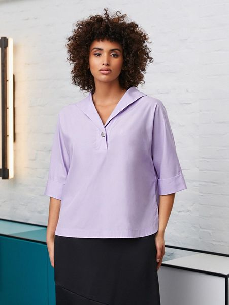 

plus cotton sailor collar 368f#, Black