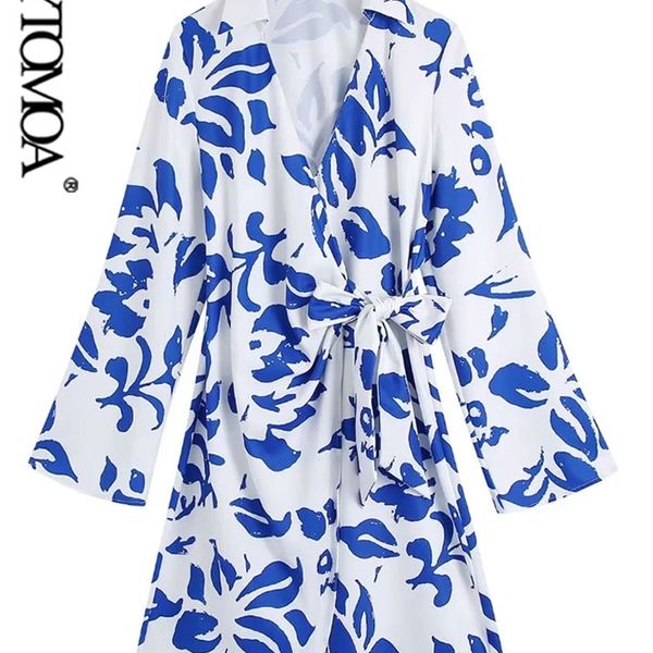 

women fashion with knot printed wrap mini dress vintage v neck long sleeve female dresses vestidos mujer 220526, Black;gray