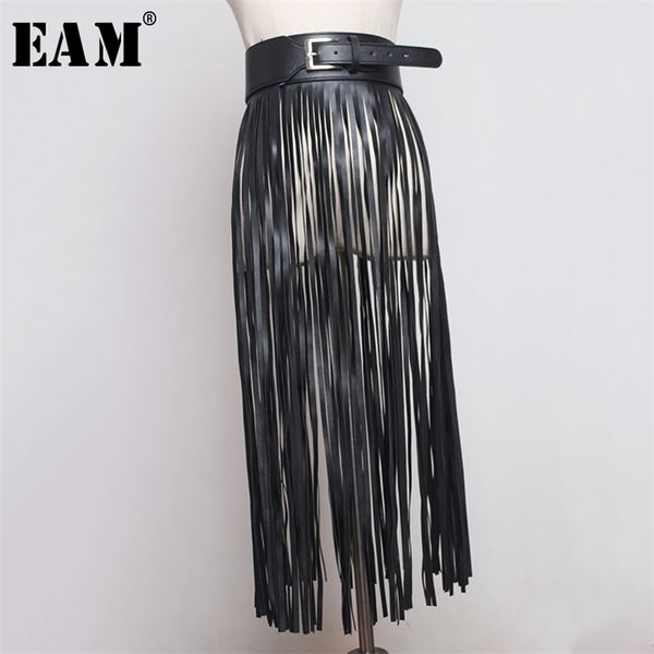 

[eam] spring summer pu leather long tassel brief personality girdle decoration belt women fashion all-match jx375 220407, Black;brown