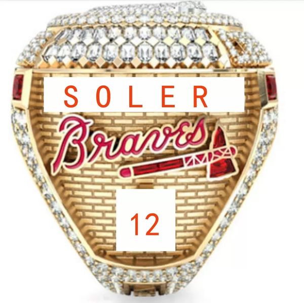 9 Spieler Namensring SOLER FREEMAN ALBIES 2021 2022 World Series Baseball Braves Team Championship Ring mit hölzerner Displaybox Souvenir Herren Fan Geschenk