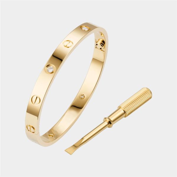 

love screw bracelet 5.0 designer bracelets 4 diamonds bangle luxury jewelry for women titanium steel alloy gold-plated craft never270j, Black