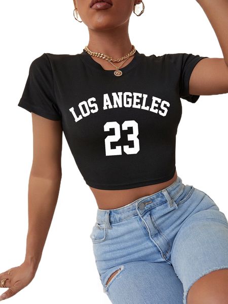 

number and letter graphic crop tee e3fs#, White