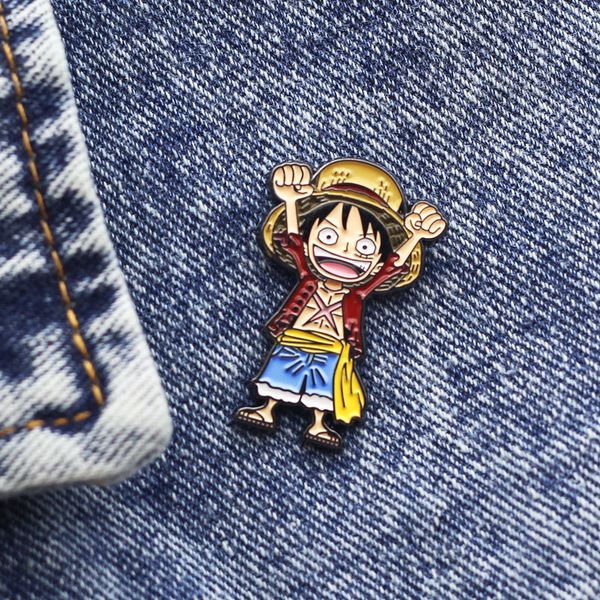 

japanese cute anime one piece brooch alloy enamel metal badge schoolbag pin quick sale popular wholesale, Blue