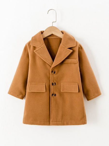 

toddler boys lapel neck button front overcoat she, Blue;gray