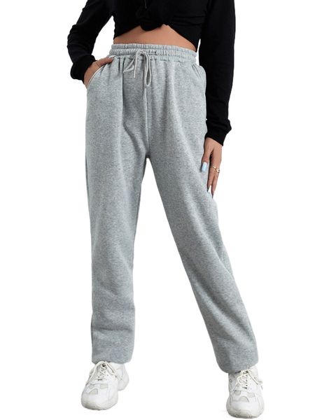 

tall slant pockets drawstring waist sweatpants 10f3#, Black;white