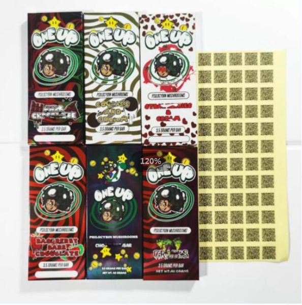 

empty one up packing boxes milk chocolate bars vegan 3.5 grams per bar oneup coo kies box cream wrappers packaging pack package