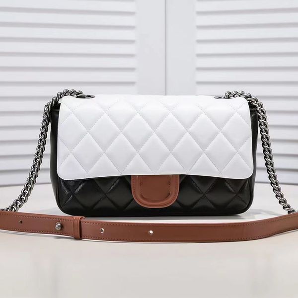 

design retro contrast color shoulder bag rhombus large capacity ladies new hardware chain fashion versatile multifunctional crossbody bag