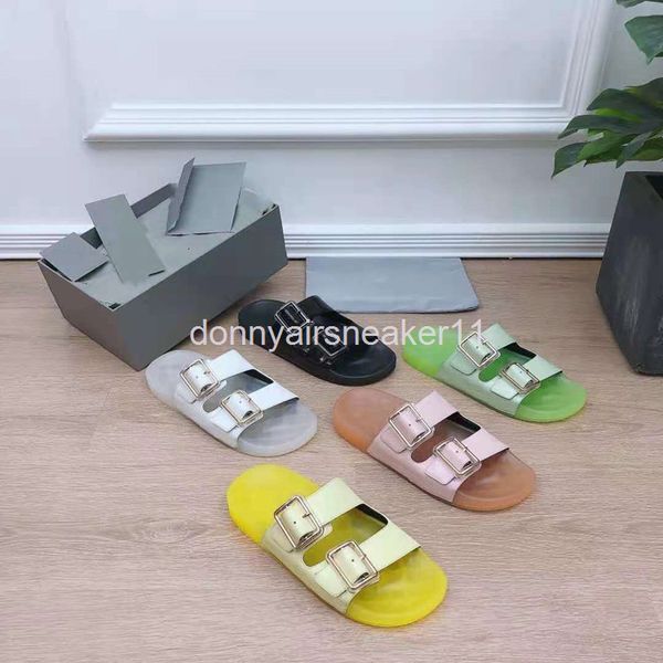 

slippers summer buckle simple and fresh flat slippers open toe tpu jelly shoes women's beach, Black