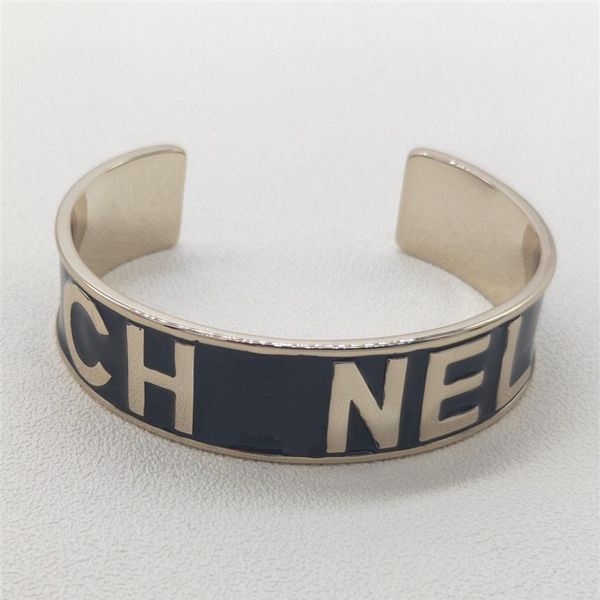 

charm opened bangle bracelet with black and white color enamel design for women wedding jewelry gift have box stamp ps248x, Golden