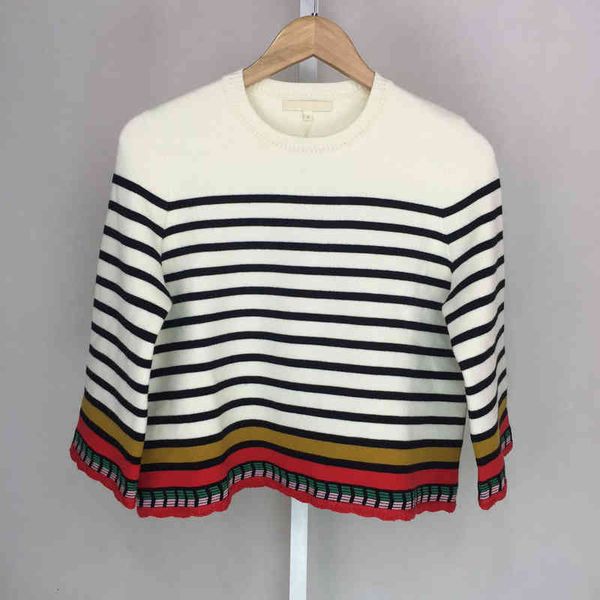 

women's sweaters zhuoya dancer's literary and artistic model in spring summer of contrast striped sweater monta, White;black