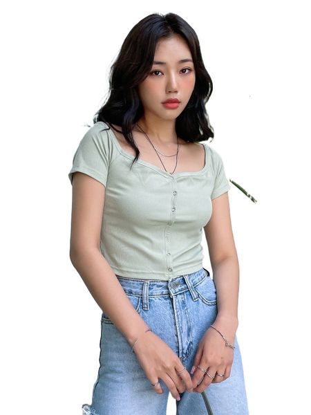

dazy raglan sleeve button front tee 07mg#, White