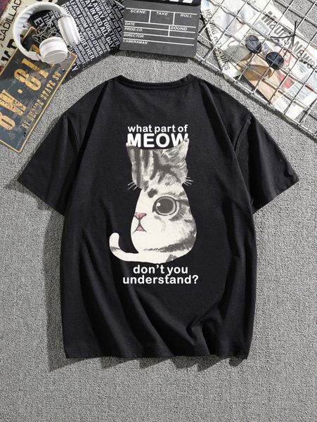 

men slogan & cartoon graphic tee x9ha#, White;black