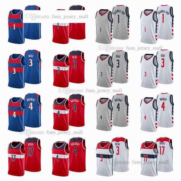 

printed city basketball jerseys bradley 3 beal kentavious 1 caldwell-pope aaron 4 holiday joel 17 ayayi jersey color white blue red, Black;red