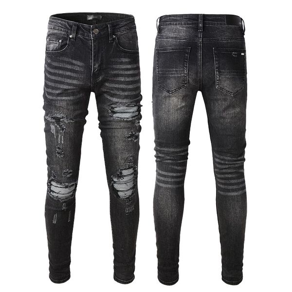 

mens jeans skinny distress ripped destroyed stretch biker denim white black blue slim fit hip hop pants for men size 28-40 @37