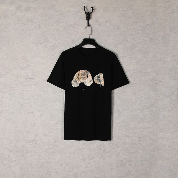 

mens womens t shirt cotton hand painted luxury palm ink splash graffiti letters summer loose angel shorts sleeve round neck hip hop tshirt, White;black