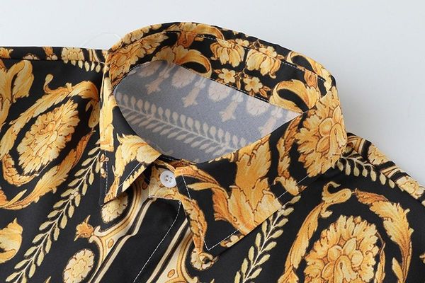 

mens dress luxury royal shirt men brand long sleeve baroque floral print party formal camisas aa, White;black