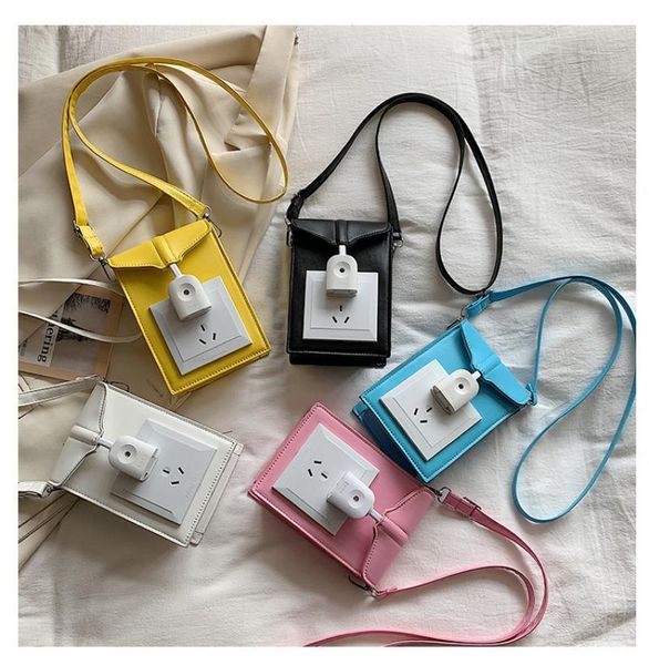 

evening bags women's switch socket design shoulder bag quality leather small square handbag summer female crossbody and purseevening