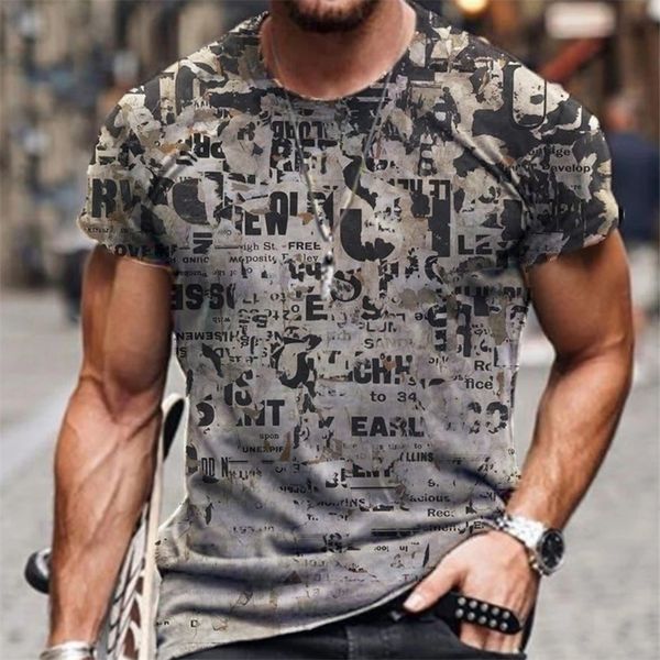 

threedimensional graphic tshirt mens fashion casual fun 3d printing tshirt summer oneck shirt streetwear 220607, White;black