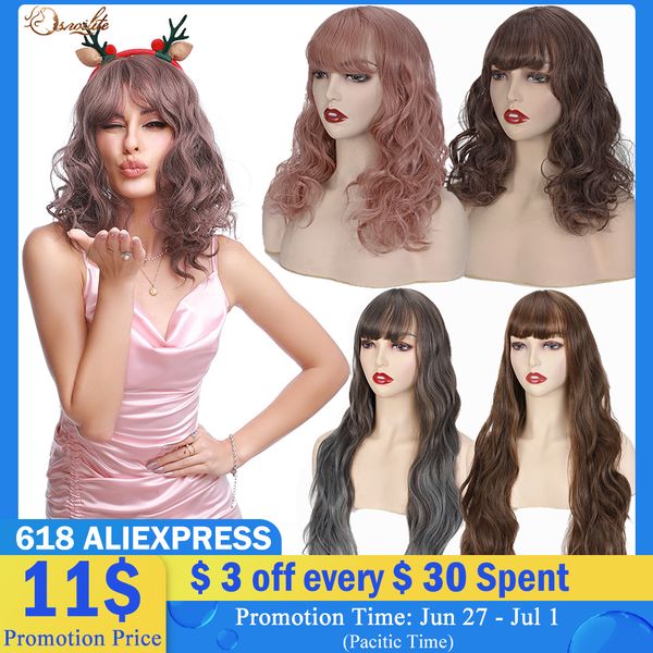 

costume accessories synthetic ombre long black brown wavy wigs for women female daily party water wave wig heat resistant african american, Silver