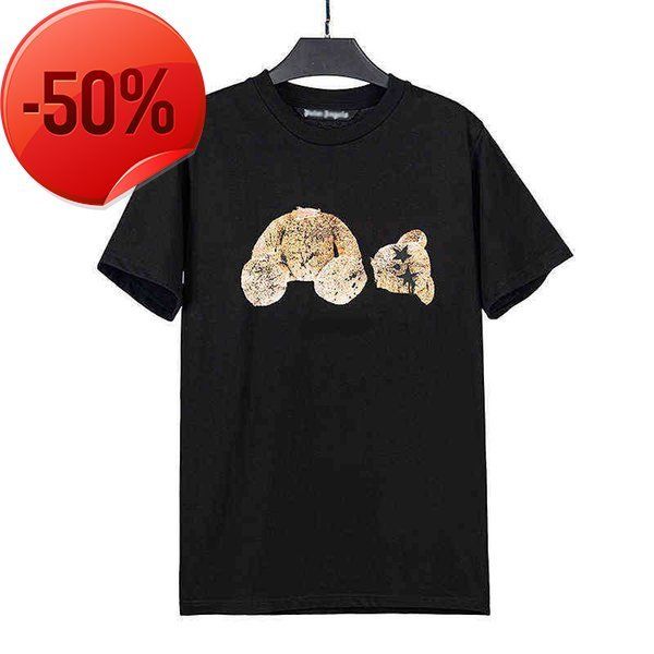 

fashion men womens t-shirts mans streetwear stylist tee palms guillotine bear printed short sleeve truncated bears angels classic palmesing, White;black