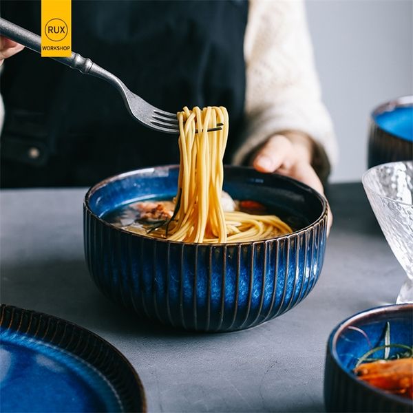 Rux workshop estilo japonês estilo cerâmico arroz tigela salada casa sopa instantânea macarrão bacia gradiente café-da-manhã jantar tabela de mesa 220408