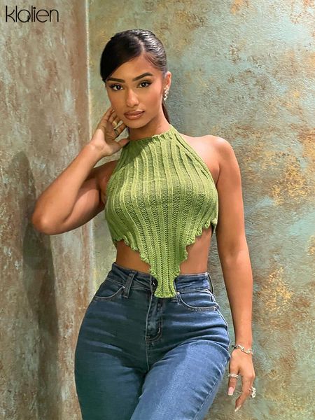 

hollow out backless bandage tank women summer new casual solid slim knit vest female y2k crop 2022 hot, White