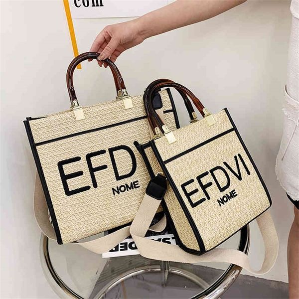 

summer portable straw one shoulder woven beach simple embroidered messenger bag factory store online