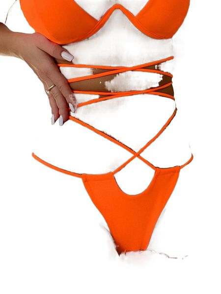 

crisscross tie back thong bikini bottom d7kz#, White;black
