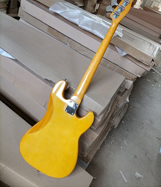 

4 strings left handed yellow electric bass guitar yellow maple fretboard