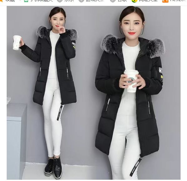 

women parkas winter ladies casual long coats woman jackets winter women hooded cotton parkas warm coat outwear 2022 plus size, Black