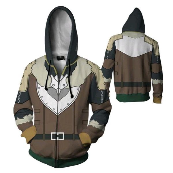 Erkek Ceketler Kalkan Kahramanın Yükselişi Hoodie 3D Zipper Sweatshirt Erkekler Uzun Kollu Sokak Giyin