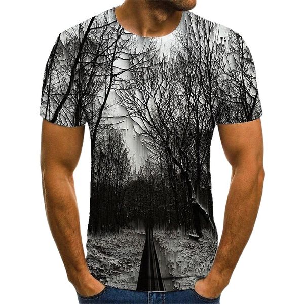 

men's tee t shirt 3d print graphic prints forest plus size round neck casual daily print short sleeve basic fashion designer big and t, White;black