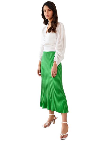 

high waist pleated knit skirt f7pr#, White;black